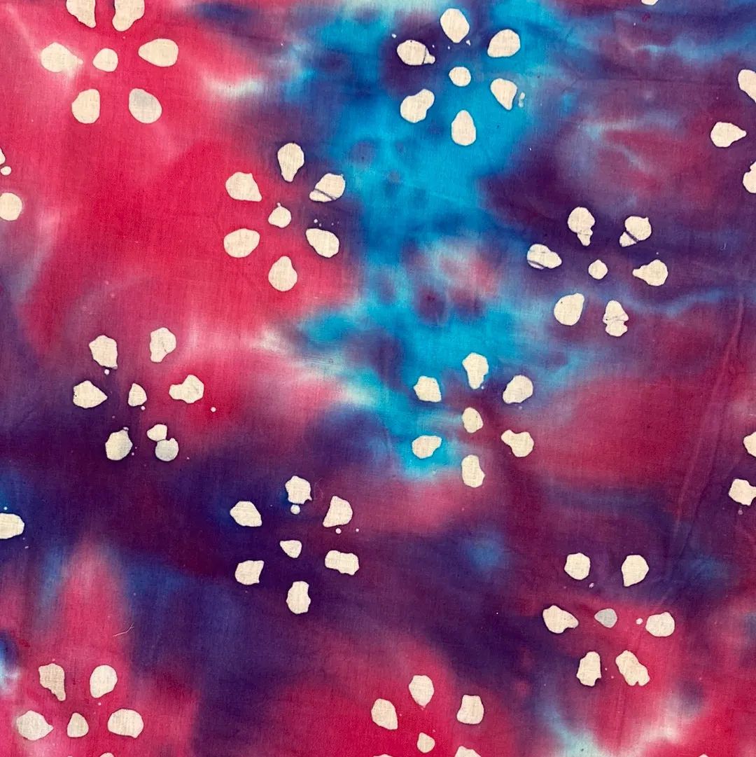 100% Cotton - Batik - Bettowia Flower - Cerise - £7.50 Per Metre - Sold by Half Metre