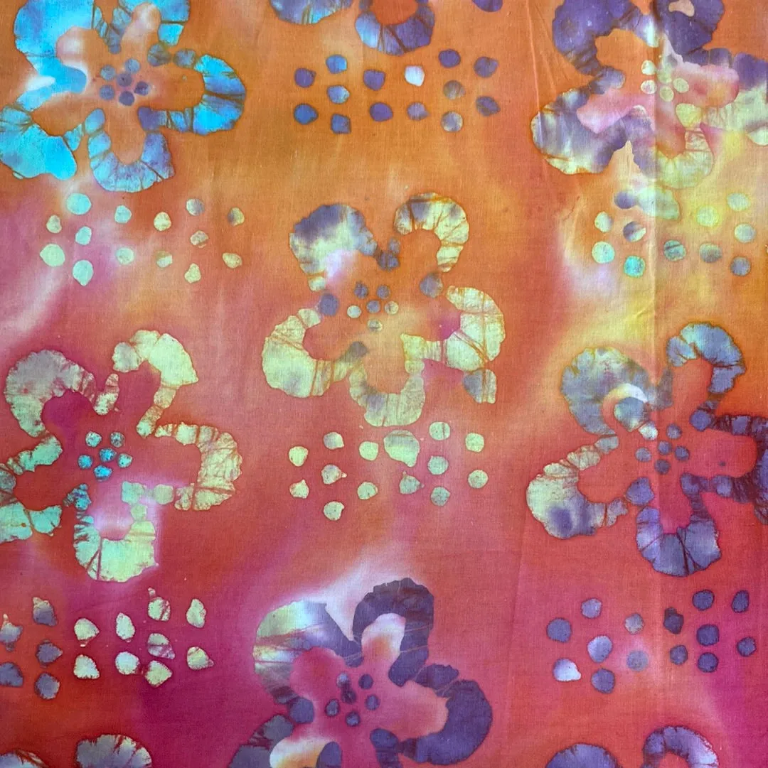 100% Cotton - Batik - Jamaica Sunset - Orange - £7.50 Per Metre - Sold by Half Metre
