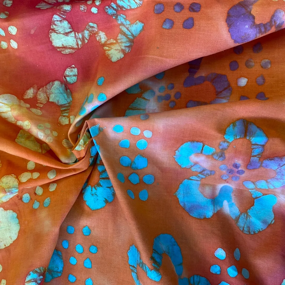100% Cotton - Batik - Jamaica Sunset - Orange - £7.50 Per Metre - Sold by Half Metre