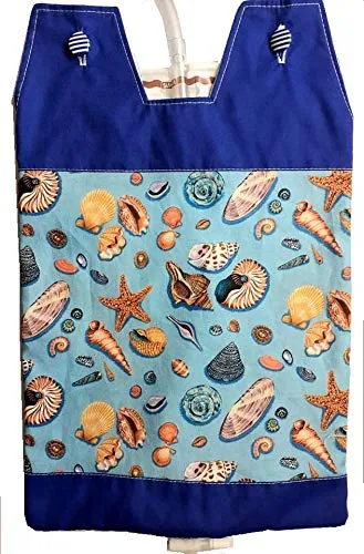 100% Cotton Catheter Night Bag Holder with Handle. Cover for a Catheter Night Bag. Nutex. Sea Shells Pattern.