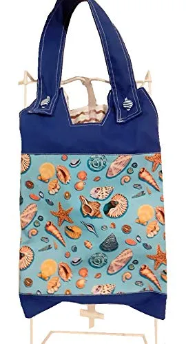 100% Cotton Catheter Night Bag Holder with Handle. Cover for a Catheter Night Bag. Nutex. Sea Shells Pattern.