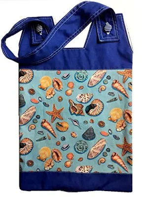 100% Cotton Catheter Night Bag Holder with Handle. Cover for a Catheter Night Bag. Nutex. Sea Shells Pattern.