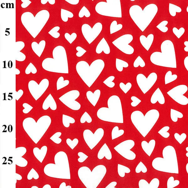 100% Cotton  - Love Hearts - Red-Sold by Half Metre