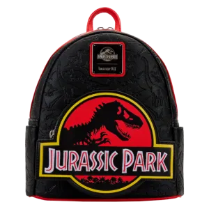 10" Jurassic Park - Logo Debossed Faux Leather Backpack Bag Loungefly