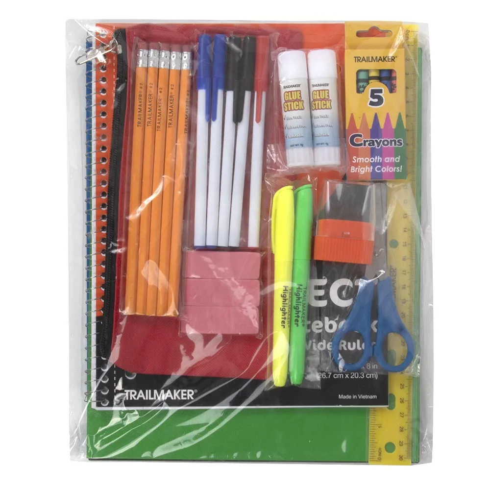 19" Duo Compartment Backpack with 30-Piece School Supply Kit - 3 Colors