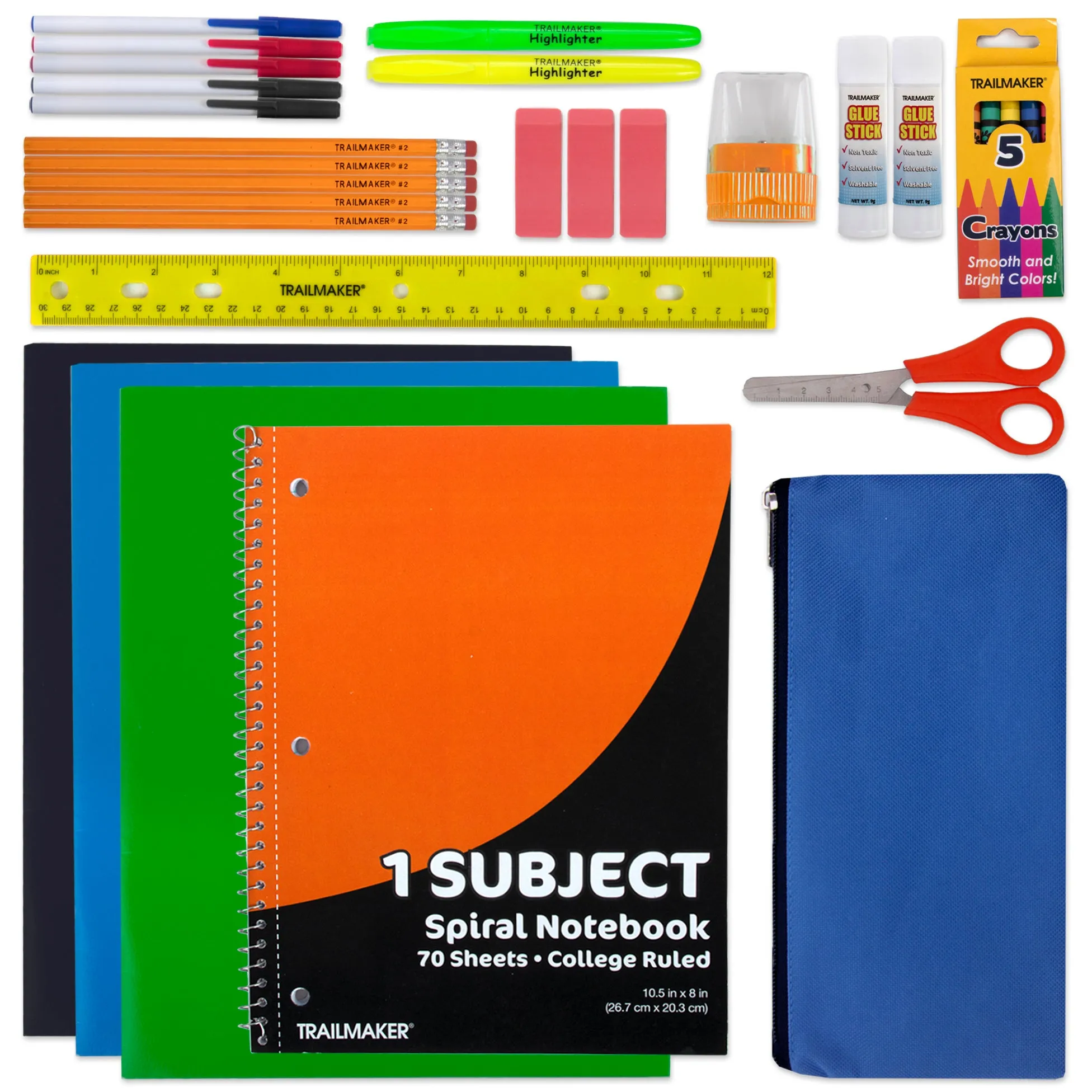 19" Duo Compartment Backpack with 30-Piece School Supply Kit - 3 Colors