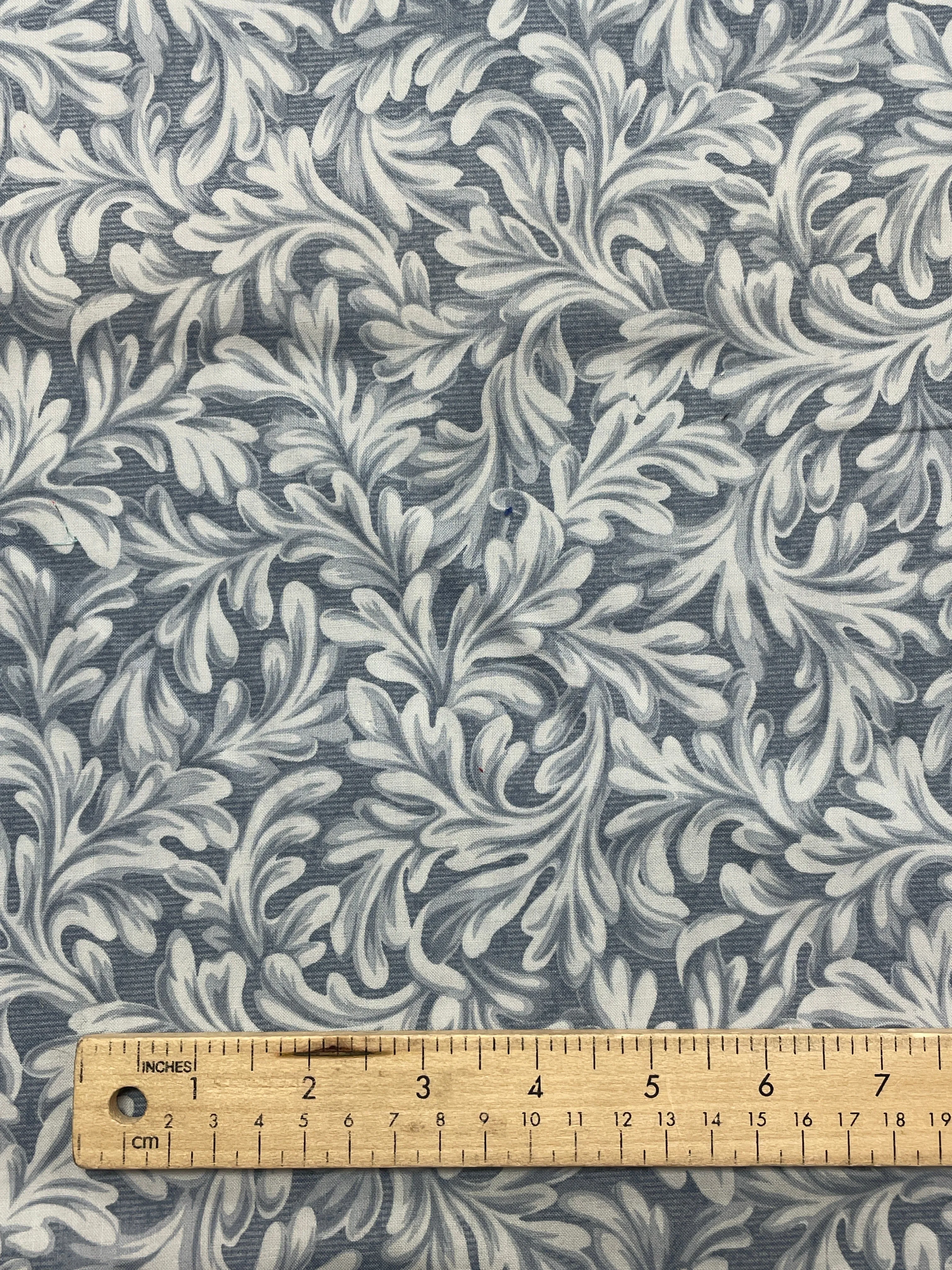 2004 Quilting Cotton - Blue with Leaves