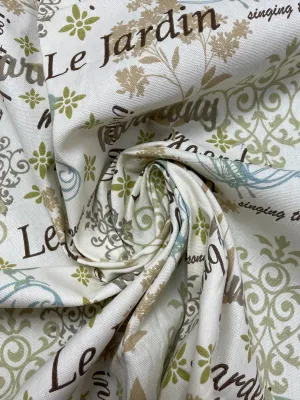2011 1 YD Cotton Duck - Off White with Flowers, Filigree and Words