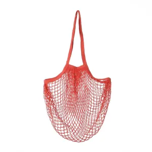 5 pc Portable Cotton Mesh Grocery Bags, Reusable Net Shopping Handbag, Red, 58.05cm, Bag: 35x38x1.8cm.