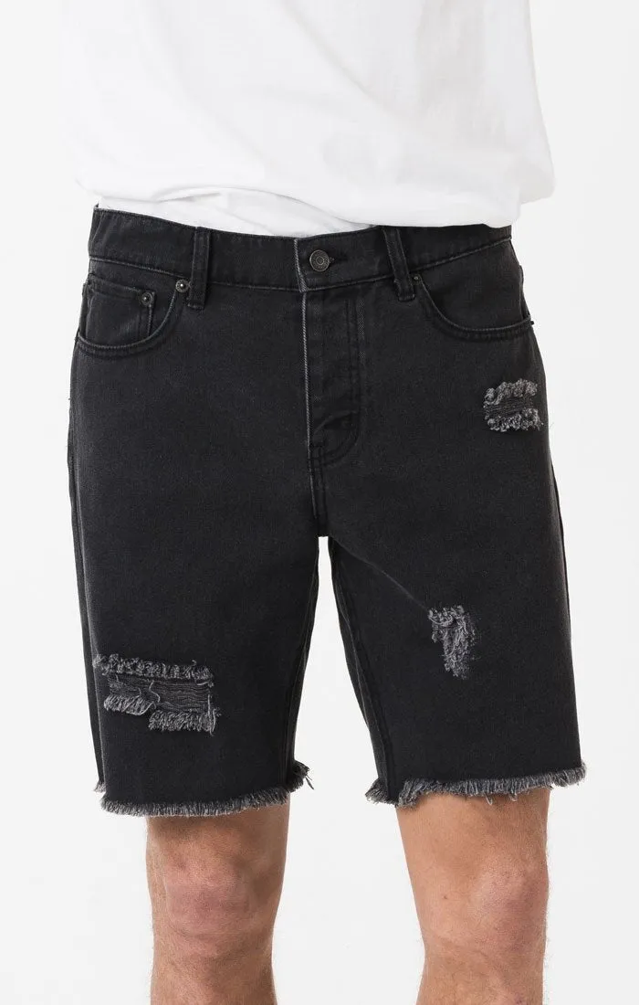 Afends Mens Cut Off Denim - Faded Black - Cut Off Denim Shorts