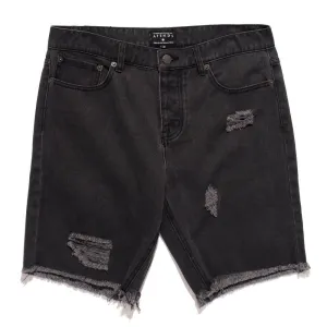 Afends Mens Cut Off Denim - Faded Black - Cut Off Denim Shorts