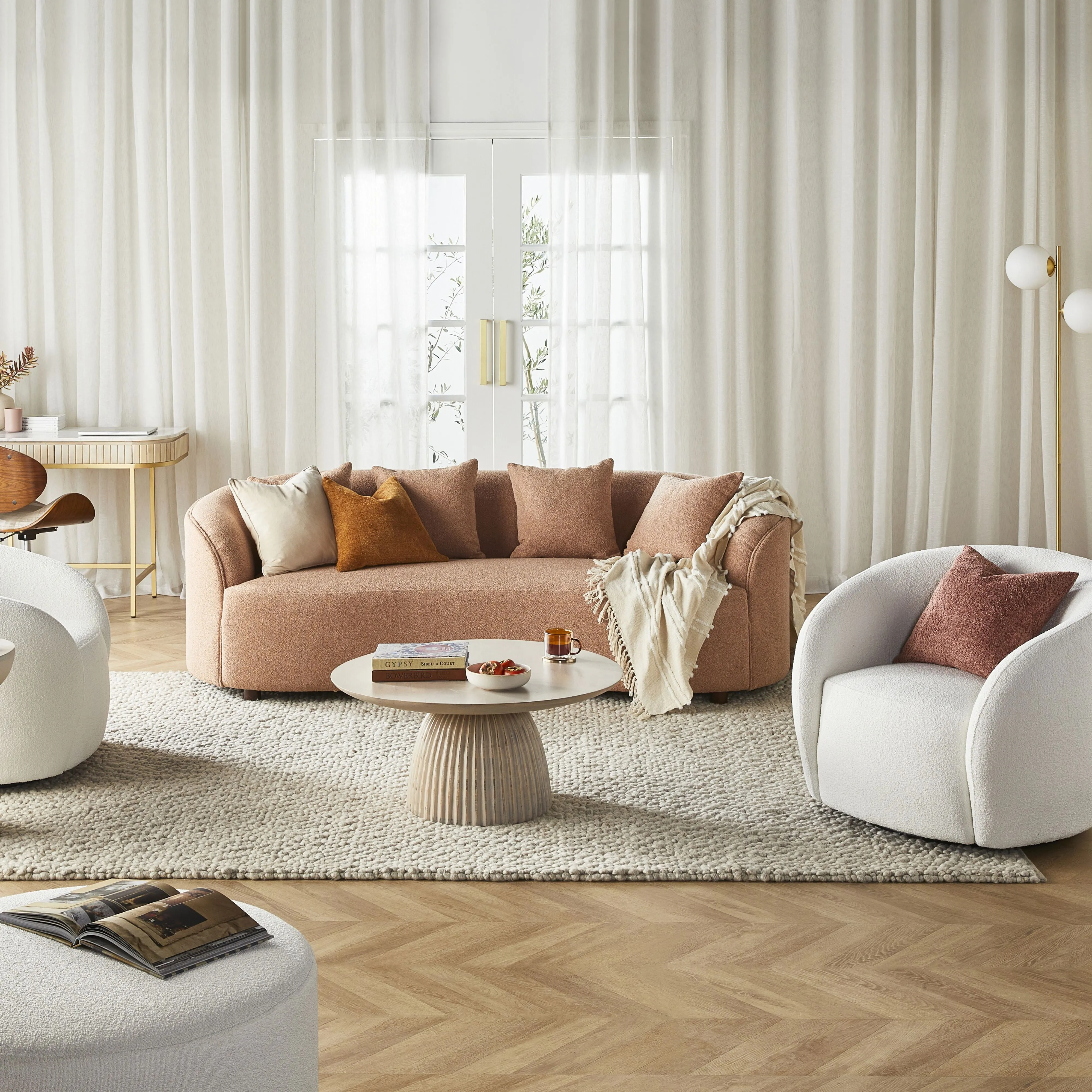 Alessa 3 Seater Sofa Luna Powder Pink