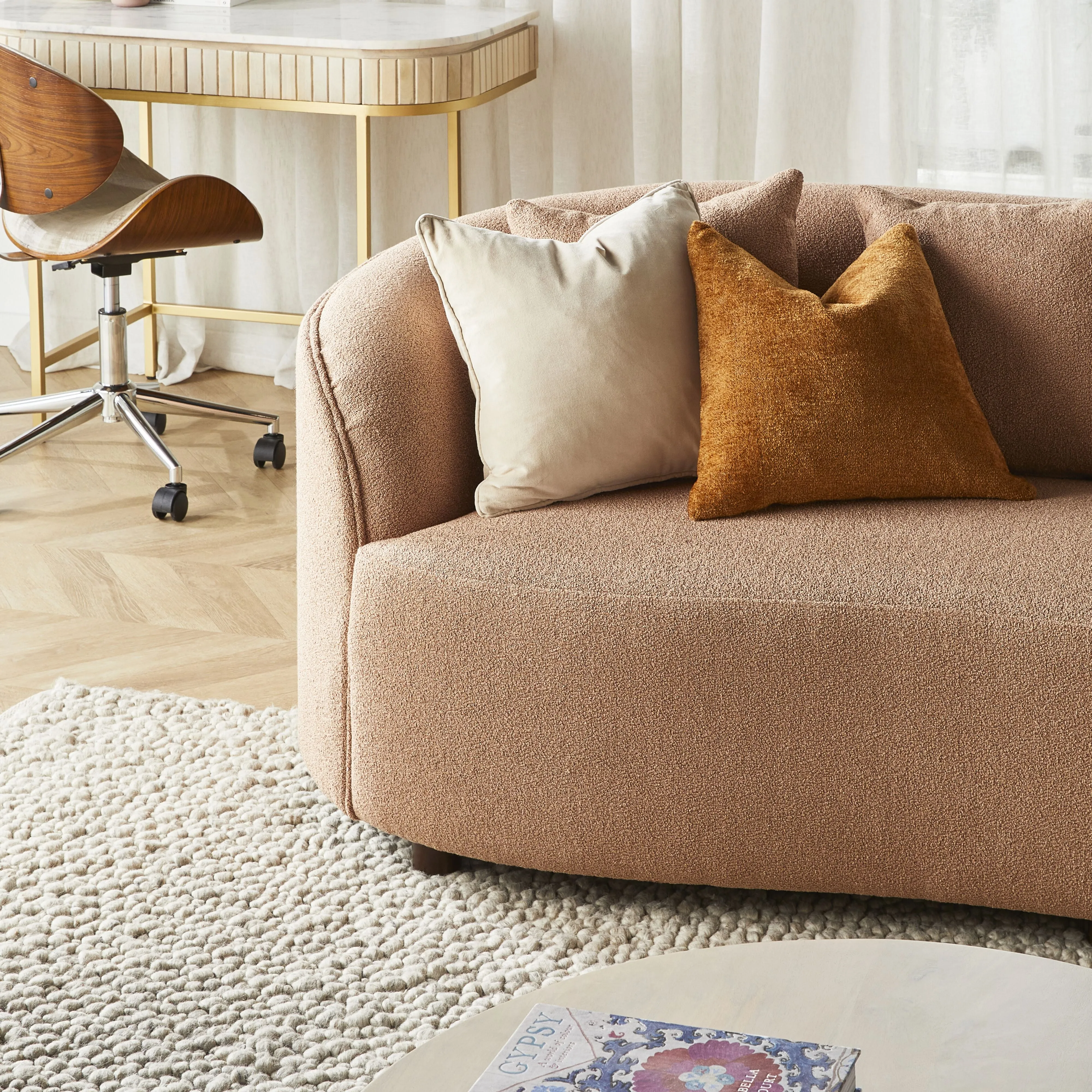 Alessa 3 Seater Sofa Luna Powder Pink