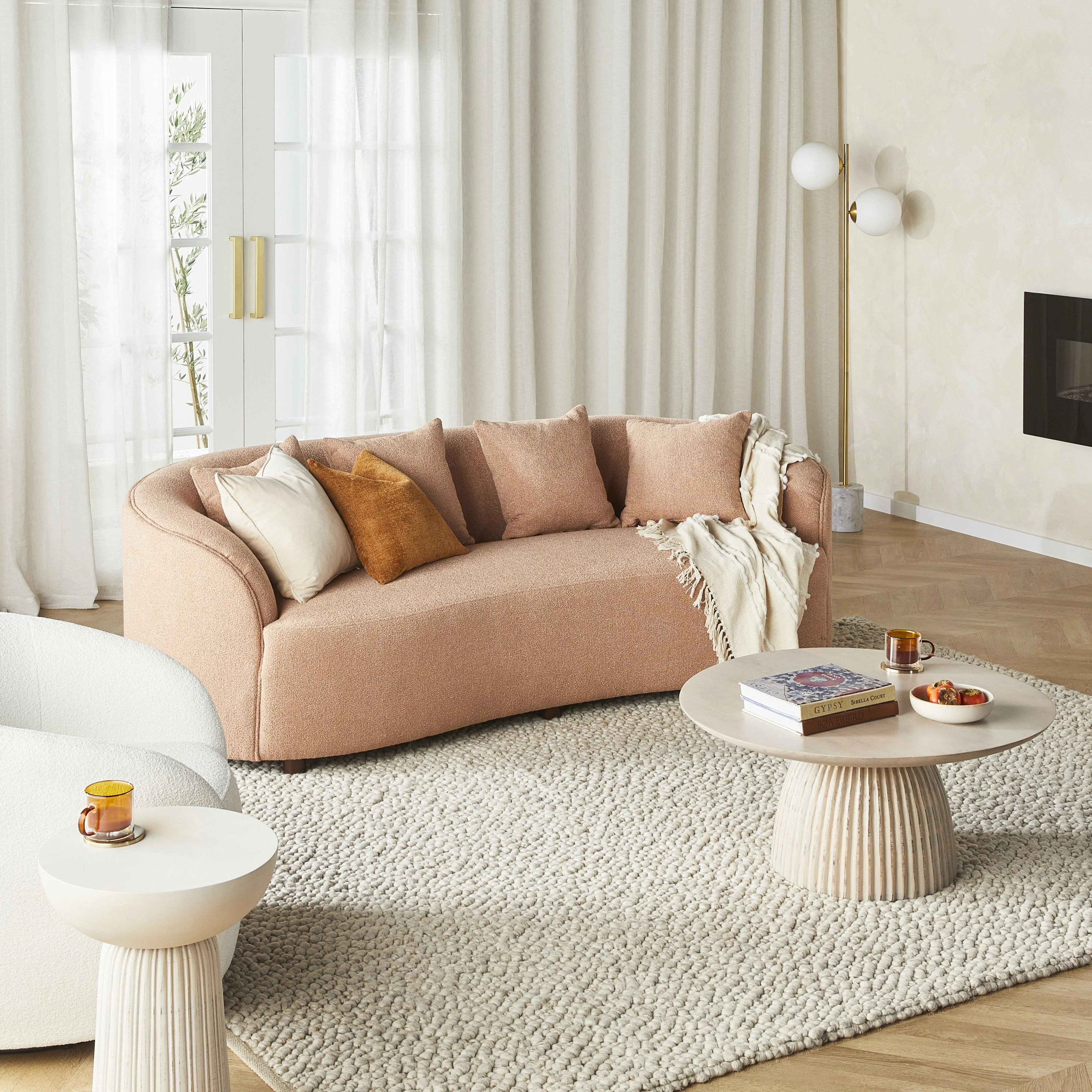 Alessa 3 Seater Sofa Luna Powder Pink