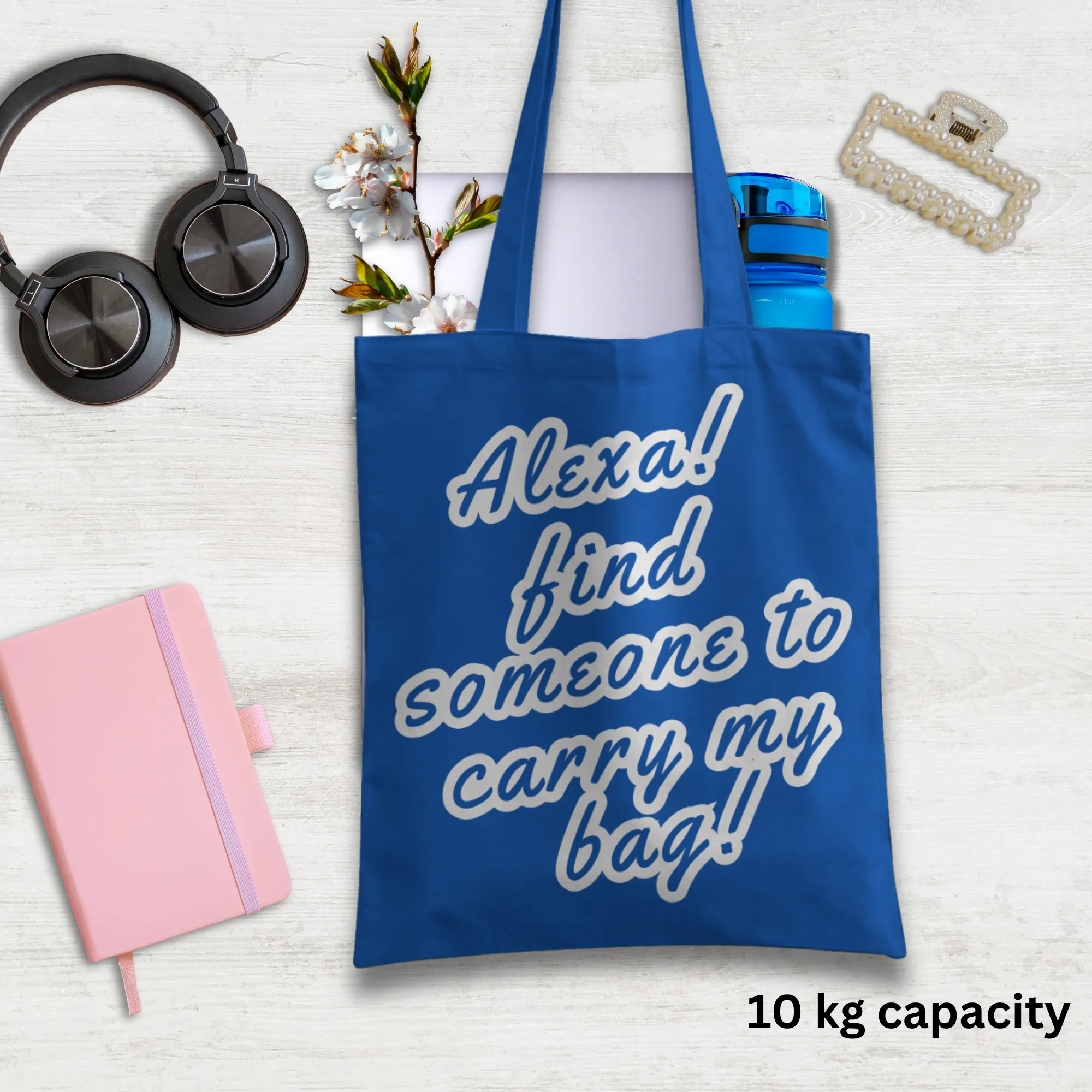 Alexa! Find Someone to Carry My Bag Tote Bag with Zipper Blue