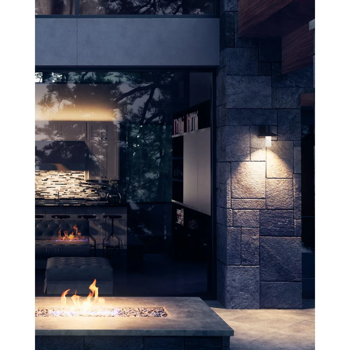 Ash 8 In. LED Lo-Output Outdoor Wall Sconce 515 Lumens 3000K Button Photocontrol Bronze Finish Clear Cylinder