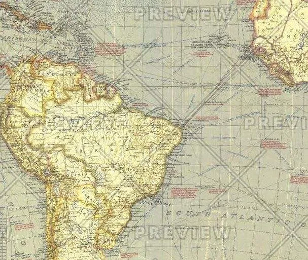 Atlantic Ocean 1939 Wall Map by National Geographic