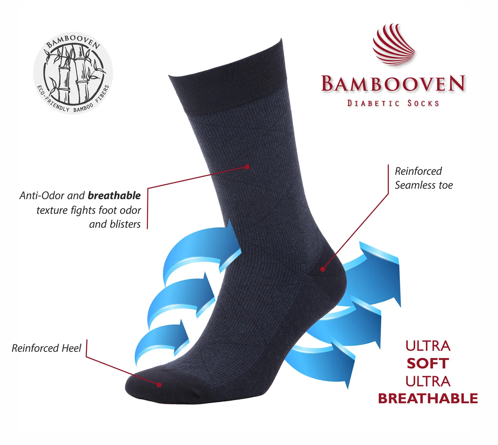 Bambooven Men’s Dress & Trouser Socks – Odor-Free Bamboo (6 Pairs) 624