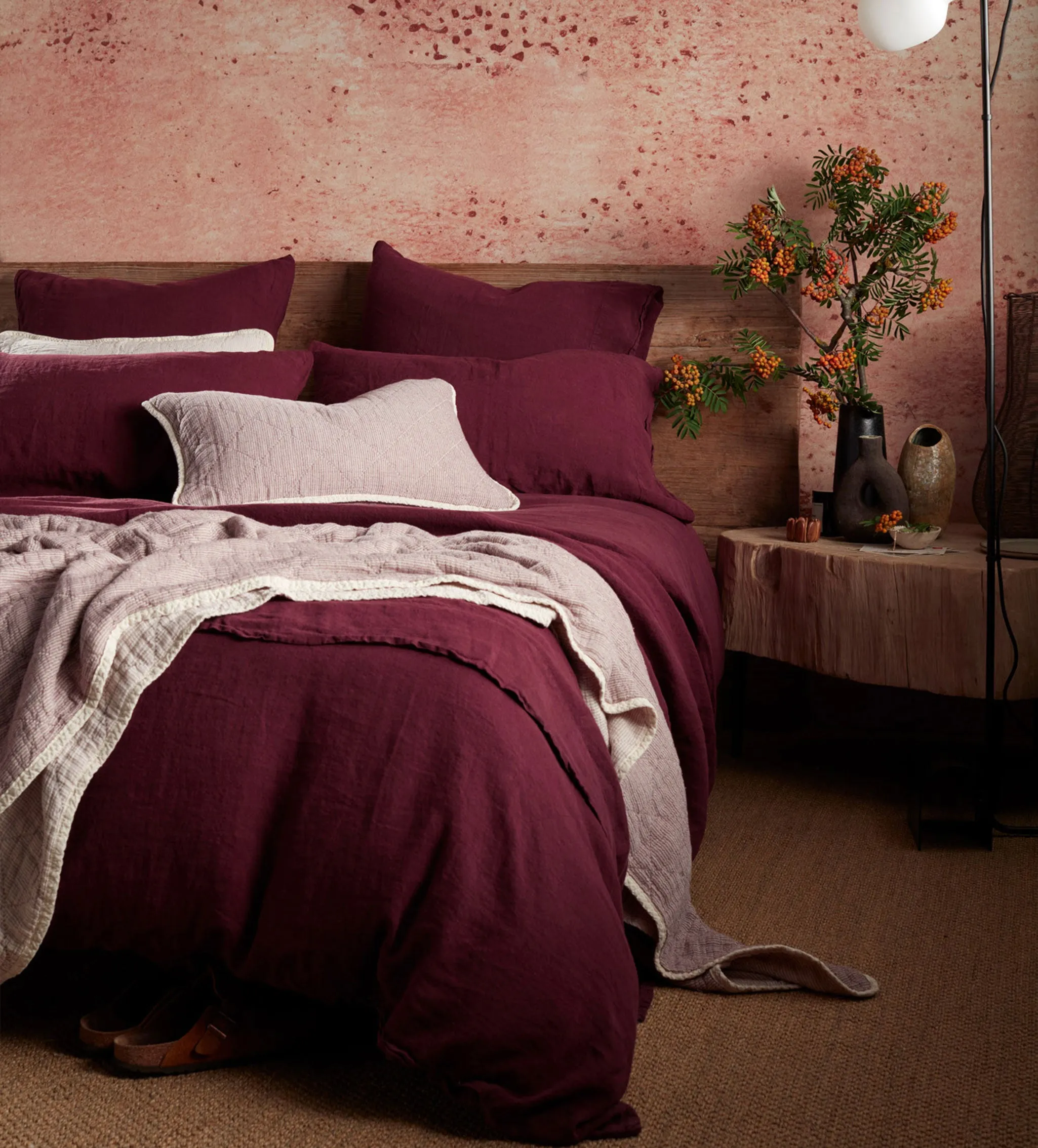 Beetroot Lenny 100% Cotton Quilted Throw