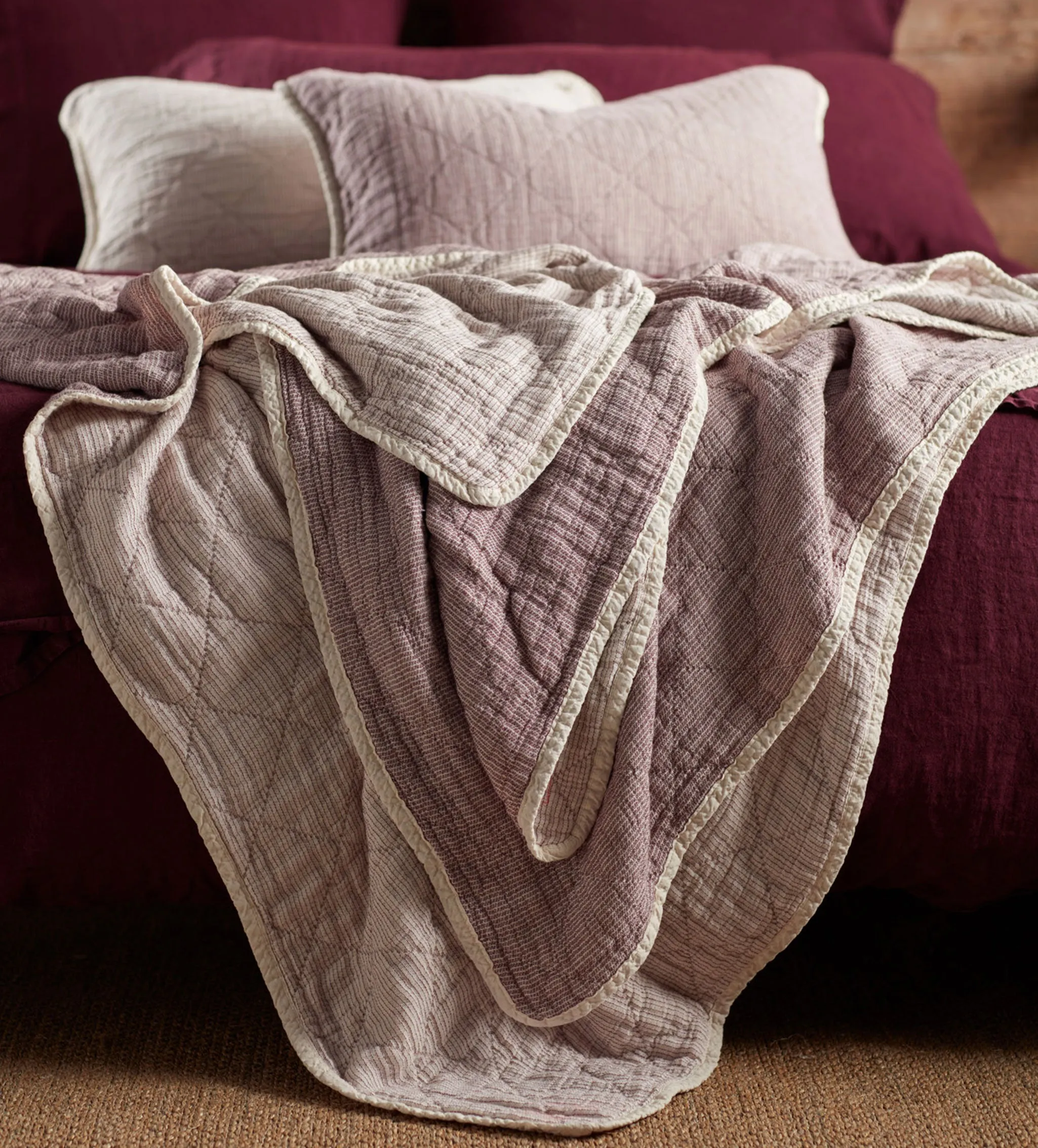 Beetroot Lenny 100% Cotton Quilted Throw