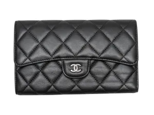 Black Chanel Quilted Lambskin Continental Wallet