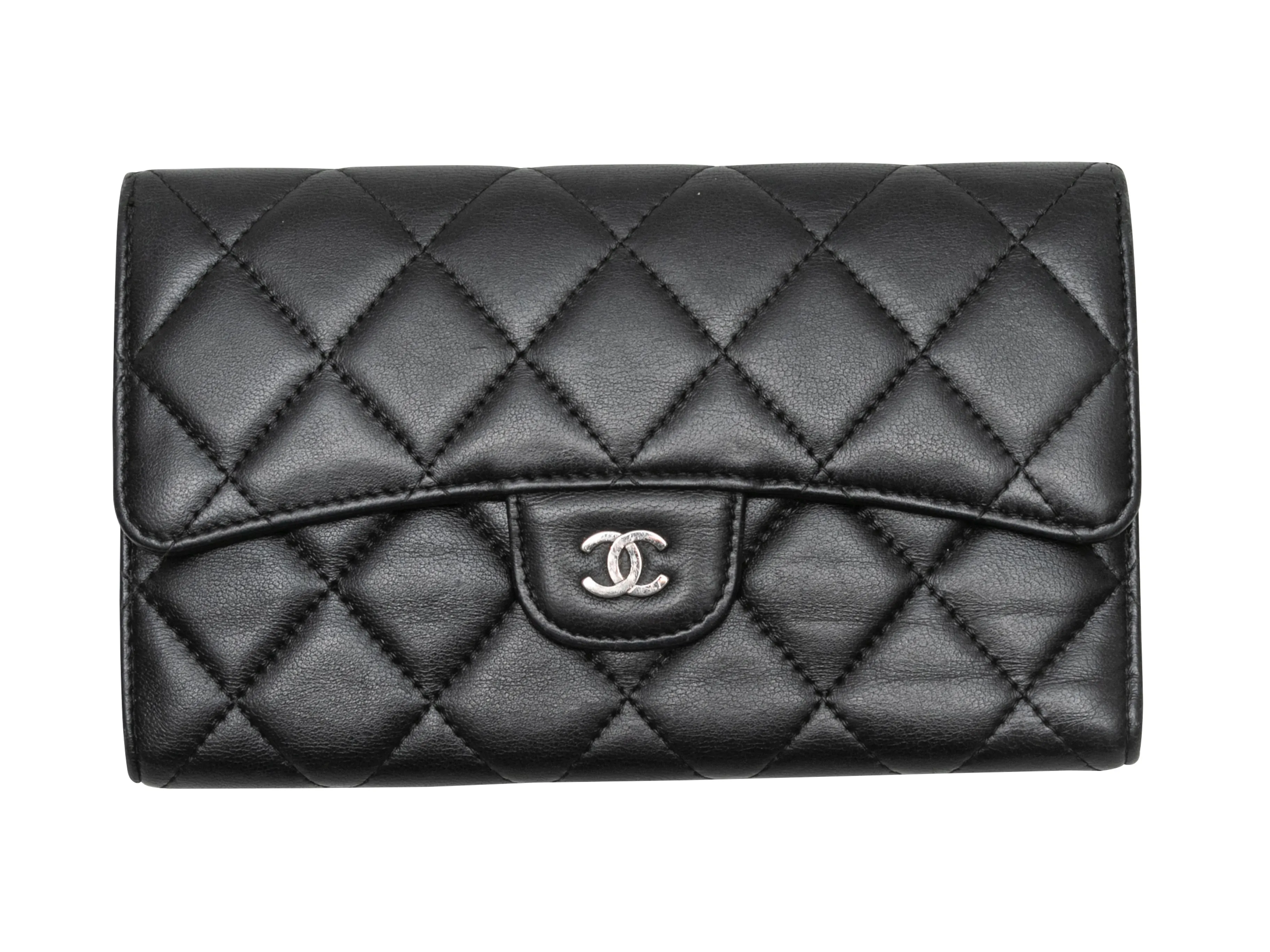 Black Chanel Quilted Lambskin Continental Wallet