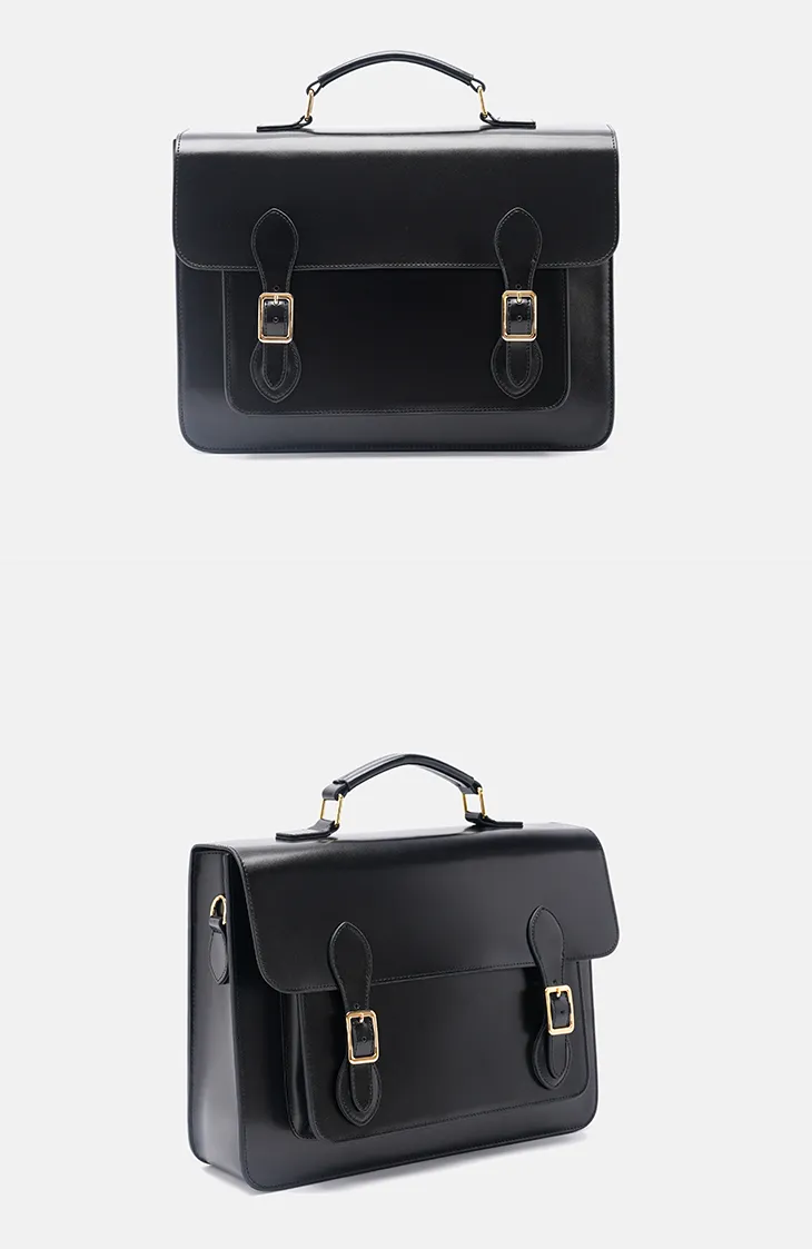 Black Classic Convertible Leather Backpack School Bag Satchel Briefcase Handbag