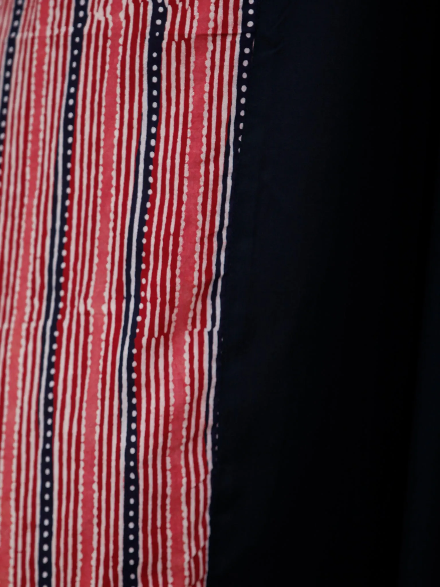 Black Red Hand Block Printed Cotton Rayon Long Dress With Centre Inverted Pleat  - D233F628