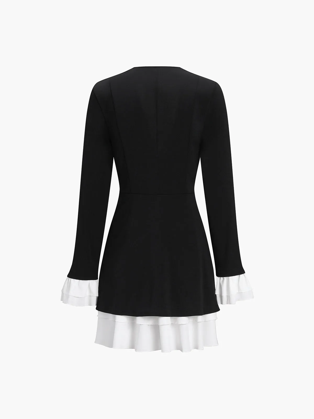 Blazer V-Neck Graceful Buttoned Short Dress