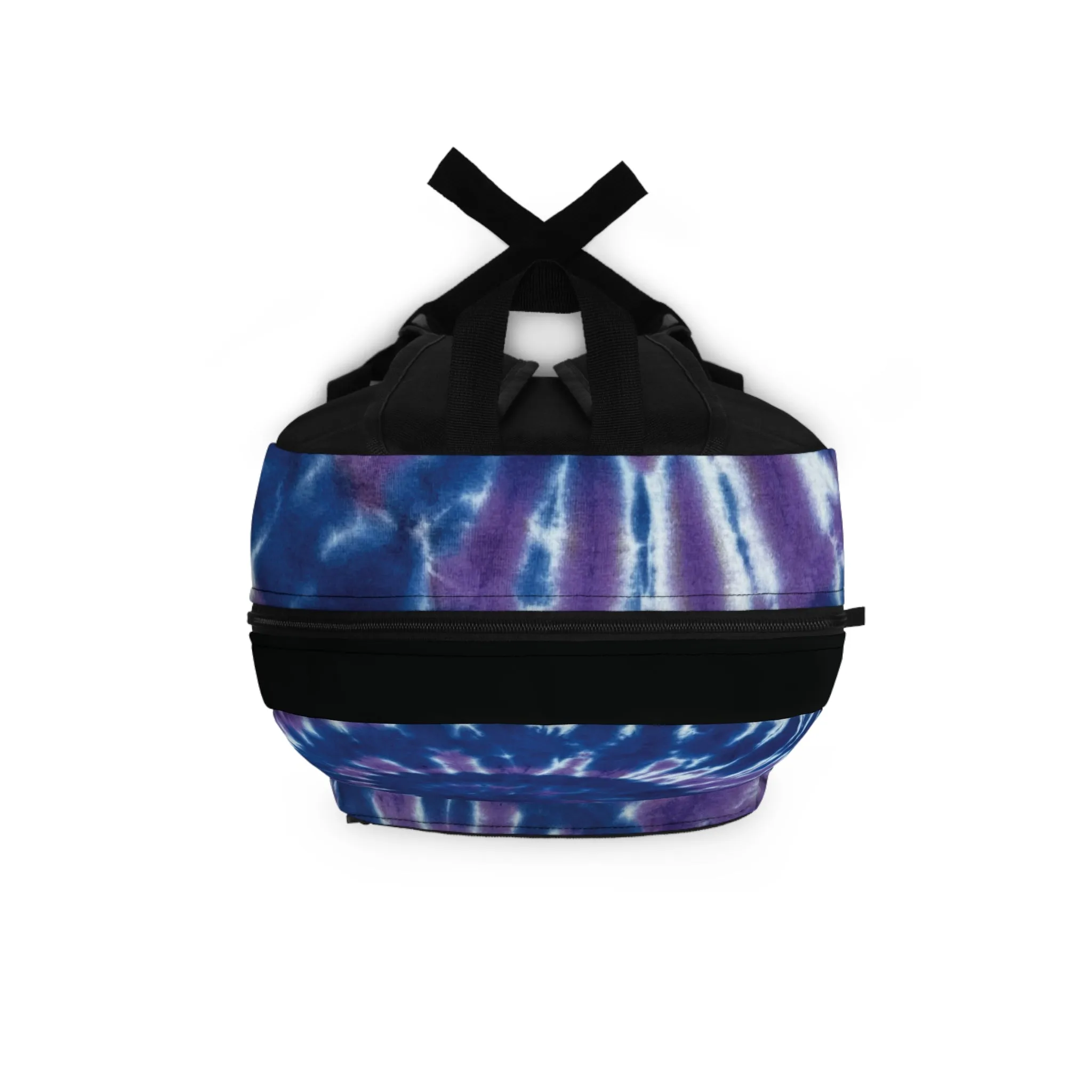 Blue Purple Spiral Backpack, Tie Dye Style Back to School Bag Boho Hippie Retro Back Pack