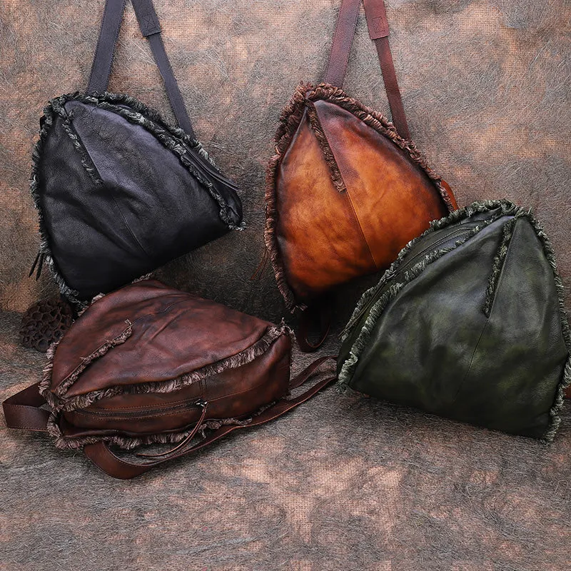 Boho Womens Designer Leather Backpack Purse With Fringe Rucksack Bags For Women