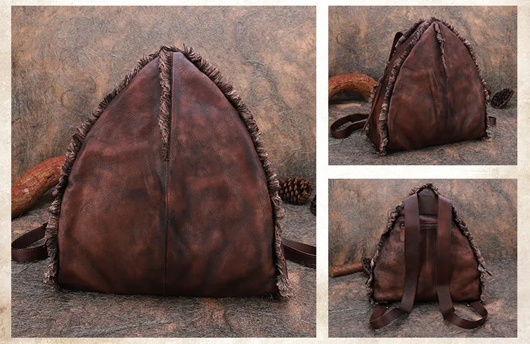 Boho Womens Designer Leather Backpack Purse With Fringe Rucksack Bags For Women