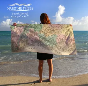 Boothbay Harbor Antique Map Quick Dry Towel