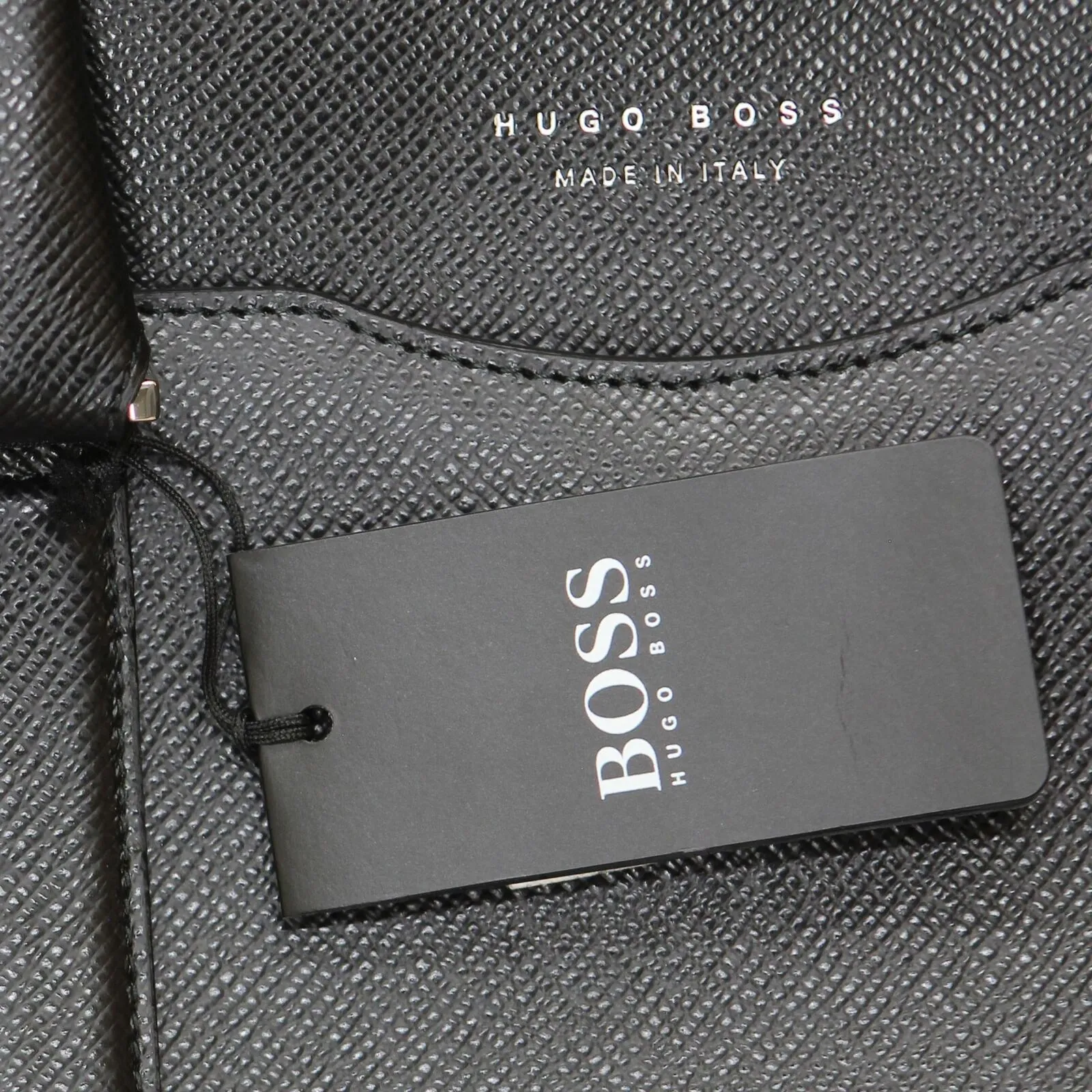 Boss by Hugo Boss Men's Signature Leather Briefcase Black 11 x 15 x 4