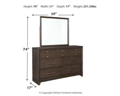 Brueban Queen Panel Bed with 2 Storage Drawers with Mirrored Dresser, Chest and 2 Nightstands