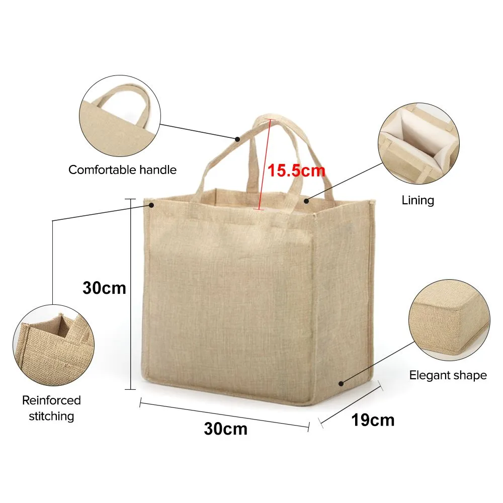 Burlap Tote Bag Natural - 30 x 30 x 19 cm