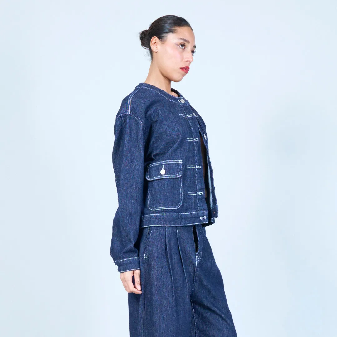 Button-up denim jacket with patch pockets wholesale