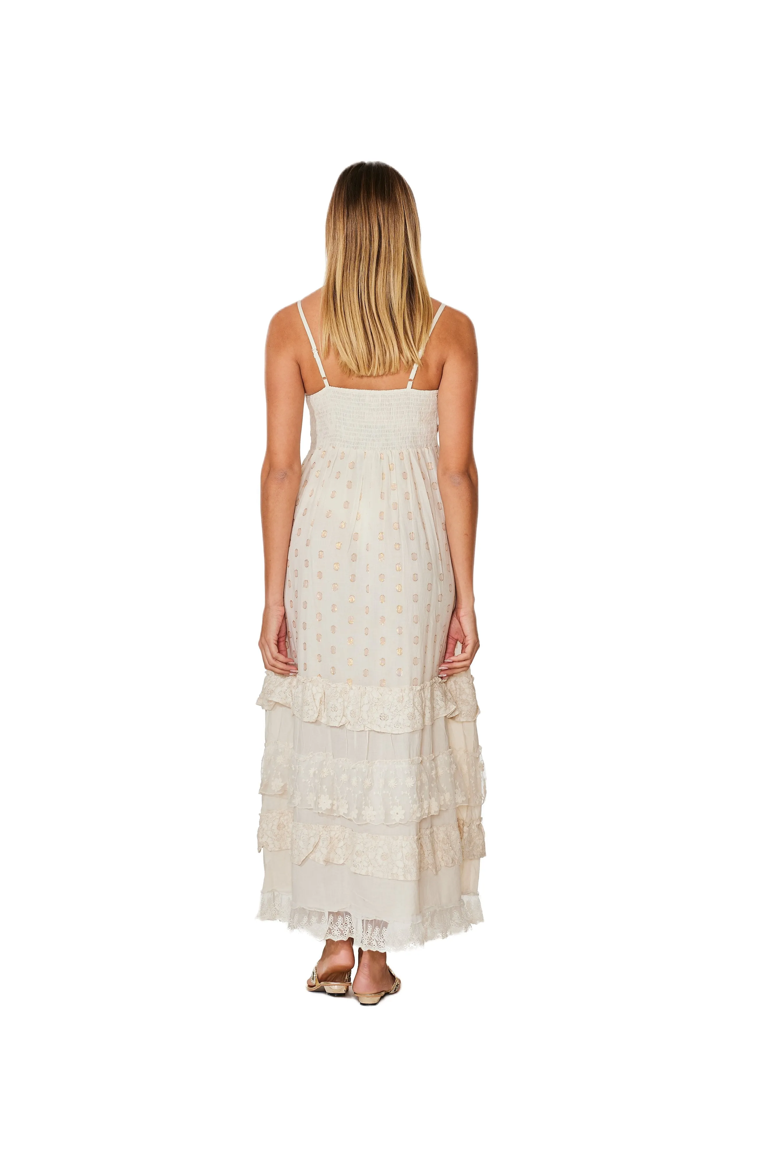 C-1975 Ivory Cotton Long Dress.