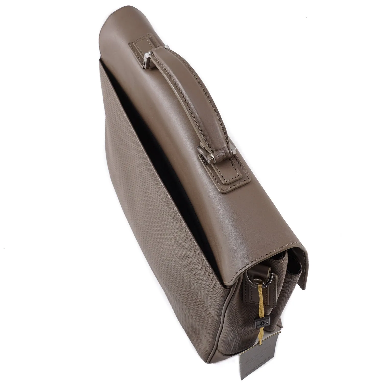 Canali Printed Leather Briefcase