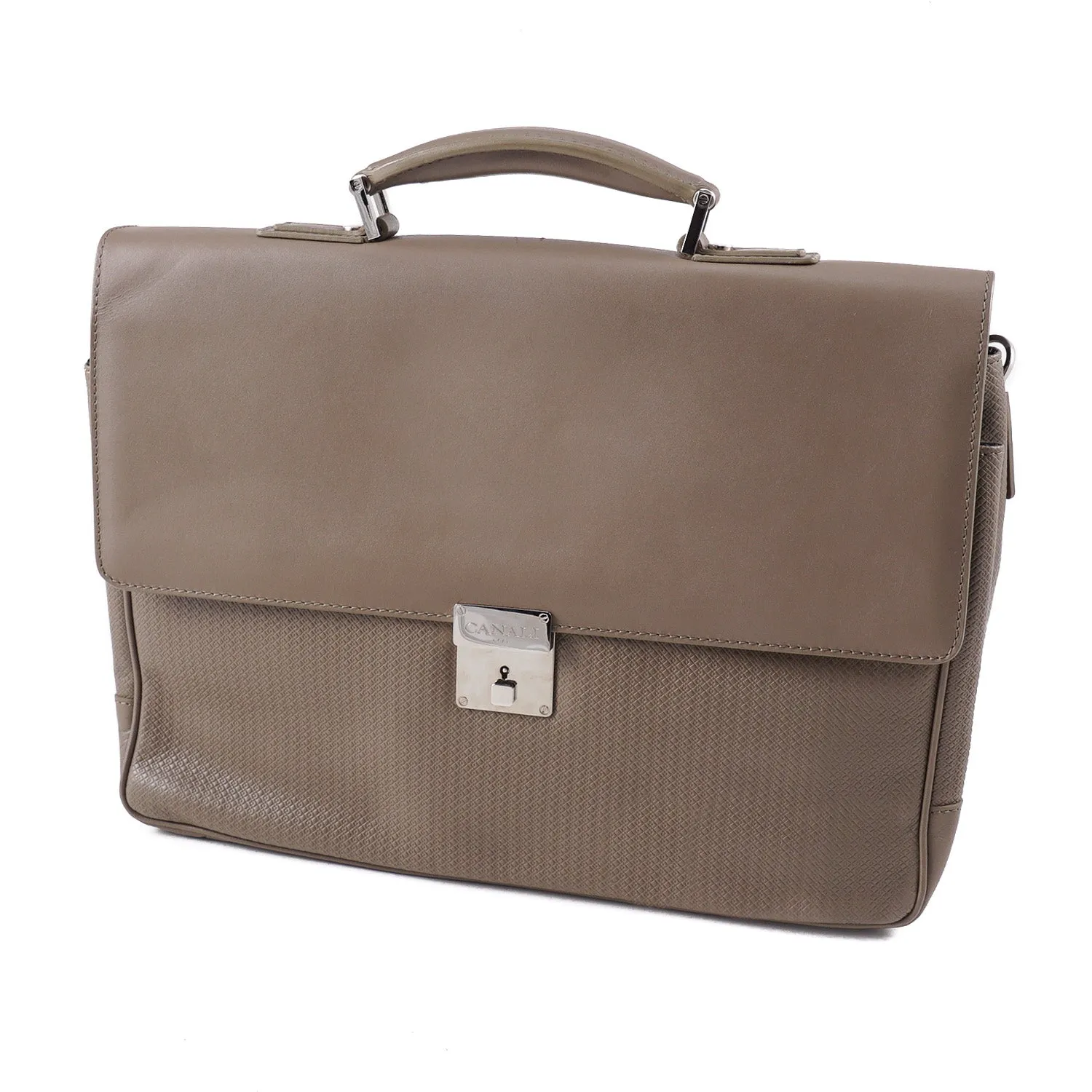 Canali Printed Leather Briefcase