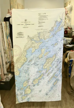 Casco Bay w/ Chebeague Island, ME Nautical Chart (Vertical) Quick Dry Towel