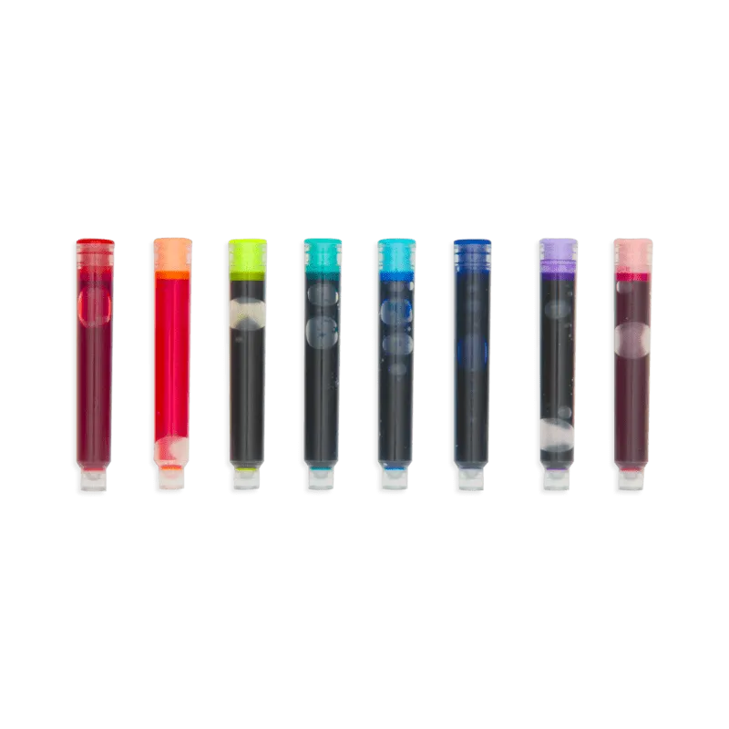 Color Write Colored Fountain Pens Ink Refills - Set of 8