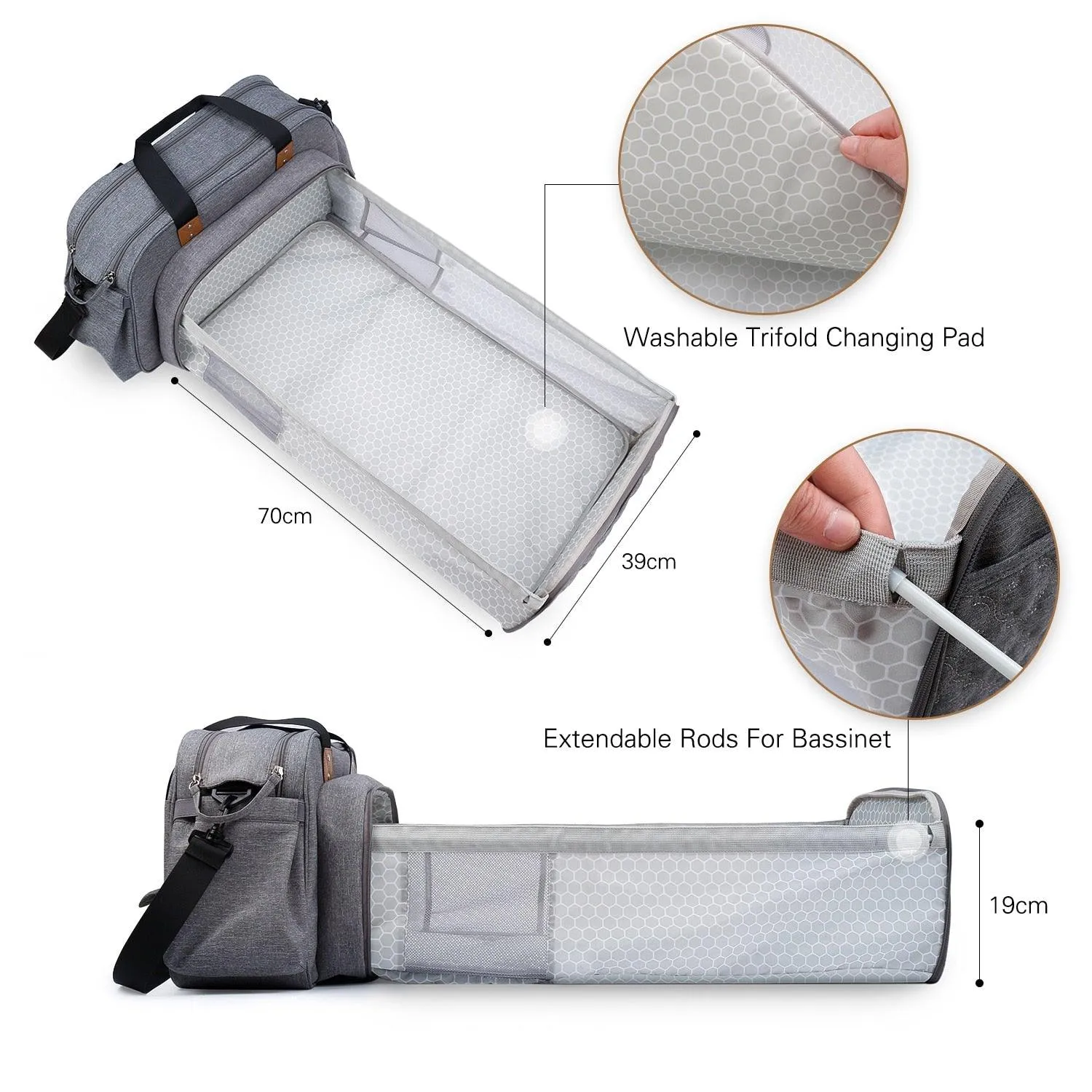 Convertible Baby Diaper Bag Changing Bed