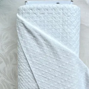 Criss Cross Flowers Organic Cotton Eyelet Fabric