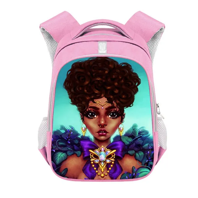 Cute Afro Black Girl with Crown Backpack