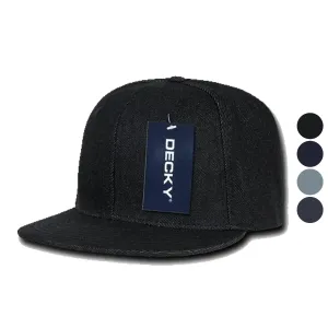 Decky Denim High Crown Snapback Cotton 6 Panel Flat Bill Hats Caps