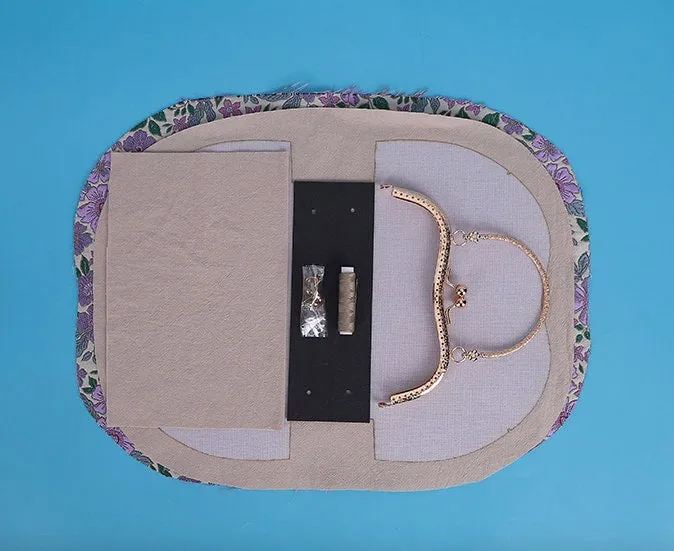 DIY Kit Light Gold Purse Frame With Handle 21cm x 15cm