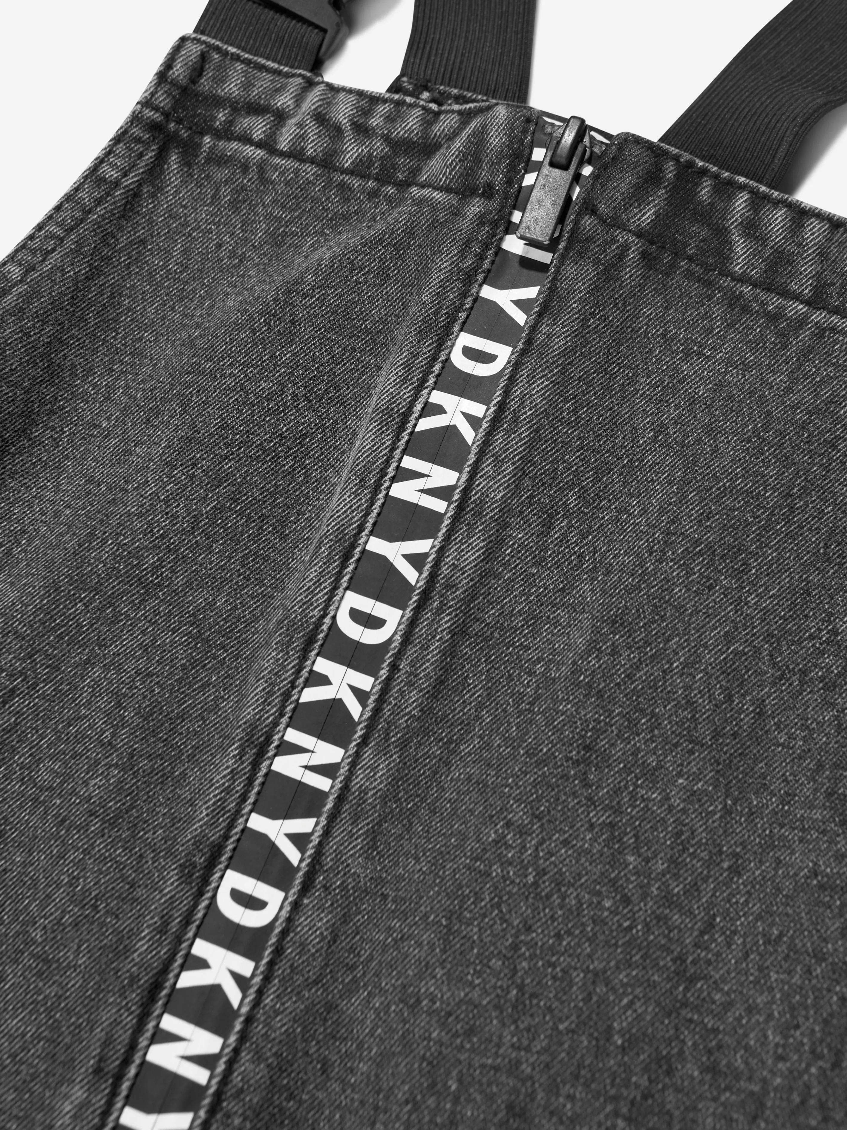 DKNY Girls Denim Dungaree Dress in Black