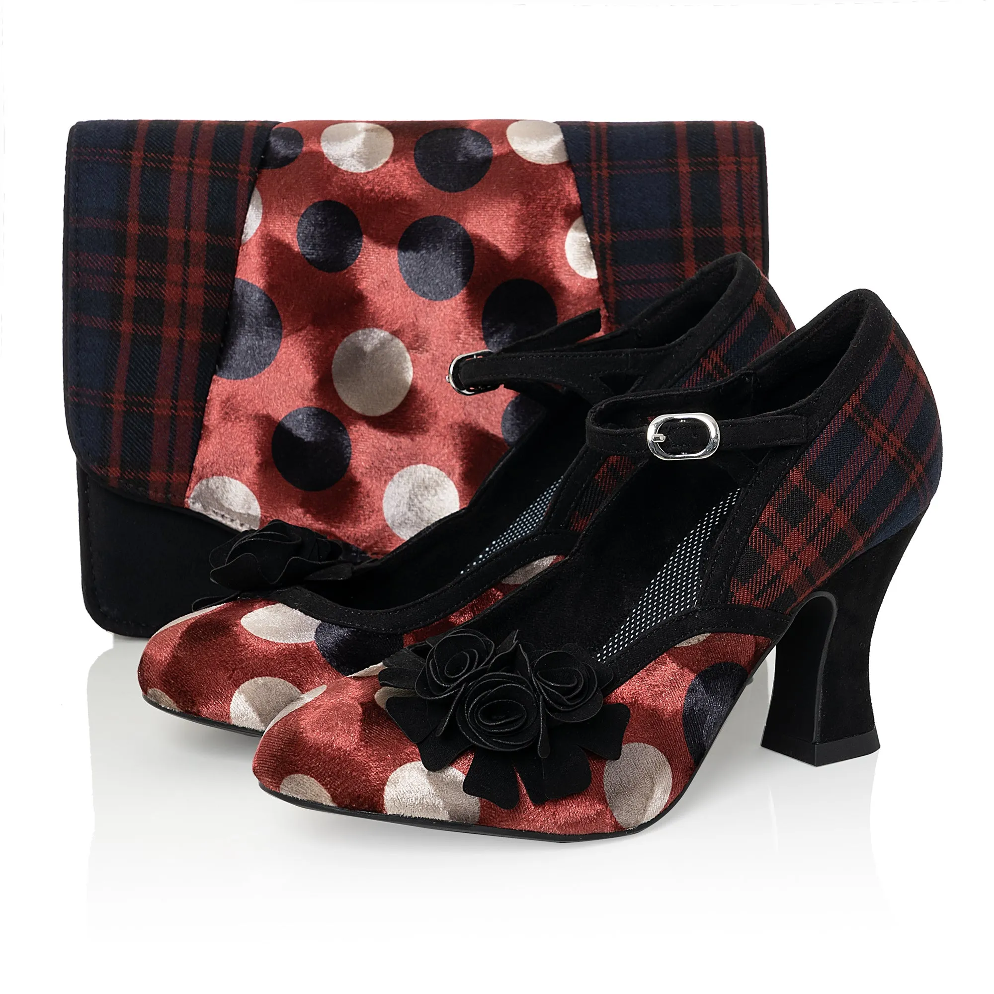 Dublin Bag Red Noir Matches Dee Dee Mid Heels by Ruby Shoo