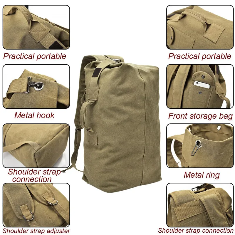 Duffel Canvas Backpack Top Load Travel Bag Hiking Handbag